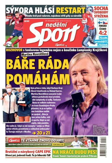 Obálka e-magazínu Nedělní Sport 14.11.2021