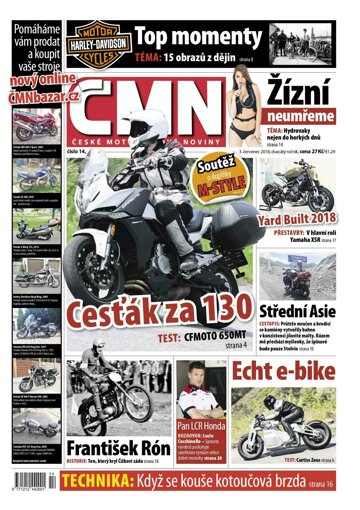 Obálka e-magazínu ČESKÉ MOTOCYKLOVÉ NOVINY 14/2018