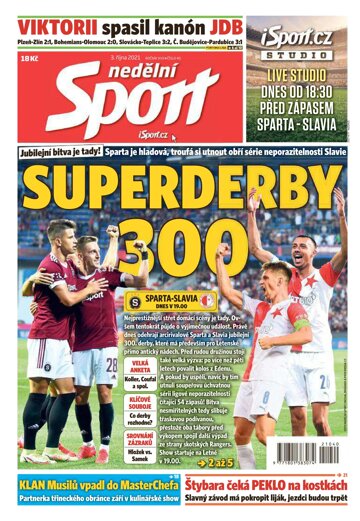 Obálka e-magazínu Nedělní Sport 3.10.2021
