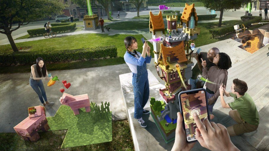 Minecraft Earth je stavitelská hra ve stylu Pokémon GO