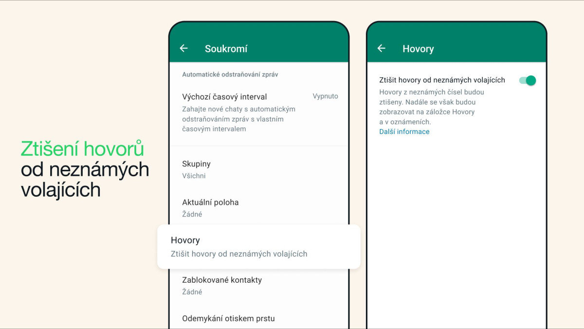 WhatsApp nyní umí ztišit hovory od neznámých volajících