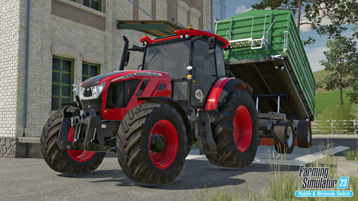 Farming Simulator 23 ukazuje různorodé stroje, včetně Zetoru
