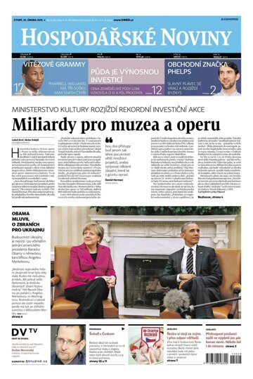 Obálka e-magazínu Hospodářské noviny 028 - 10.2.2015