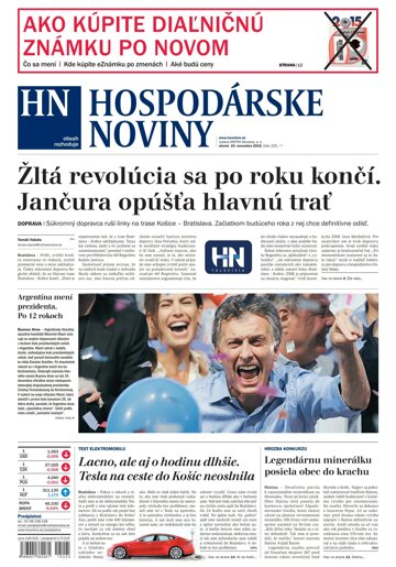 Obálka e-magazínu Hospodárske noviny 24.11.2015