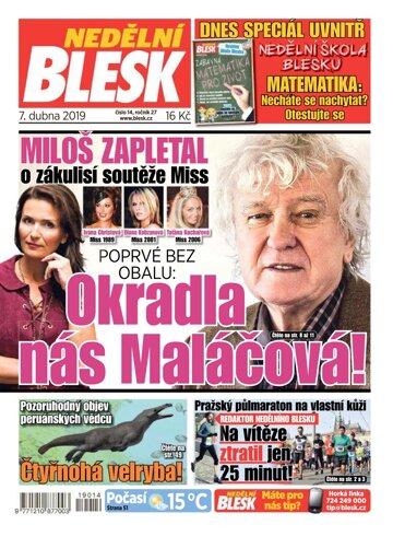 Obálka e-magazínu Nedělní Blesk 7.4.2019