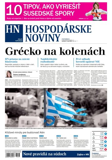 Obálka e-magazínu Hospodárske noviny 06.07.2015