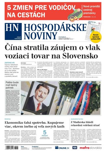 Obálka e-magazínu Hospodárske noviny 09.04.2018