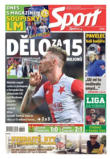 Obálka e-magazínu Sport 21.9.2018