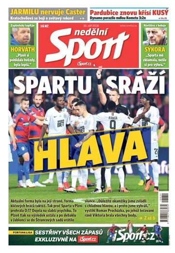 Obálka e-magazínu Nedělní Sport 30.9.2018