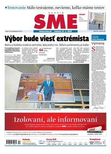 Obálka e-magazínu SME 21.3.2020