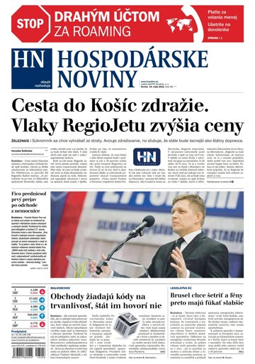 Obálka e-magazínu Hospodárske noviny 19.05.2016