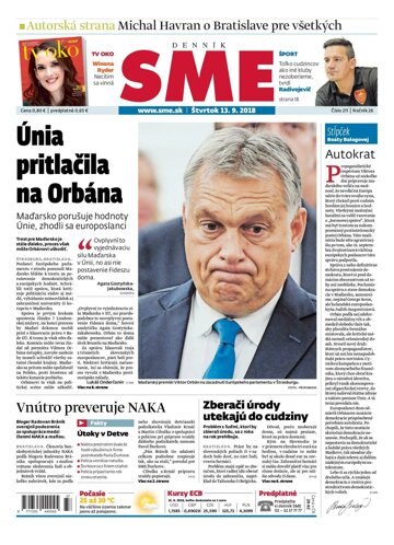Obálka e-magazínu SME 13.9.2018