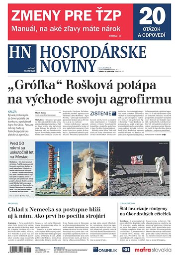 Obálka e-magazínu Hospodárske noviny 16.07.2019