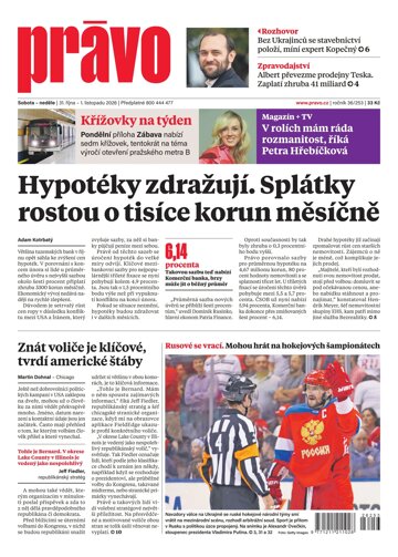 Obálka e-magazínu Deník Právo 31.10.2026