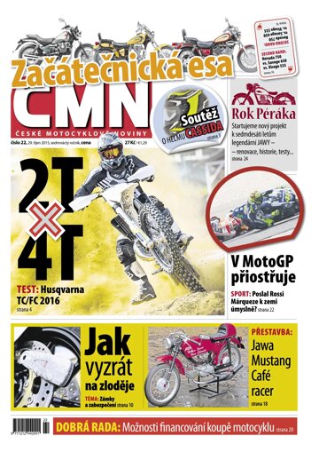 Obálka e-magazínu ČESKÉ MOTOCYKLOVÉ NOVINY 22/2015