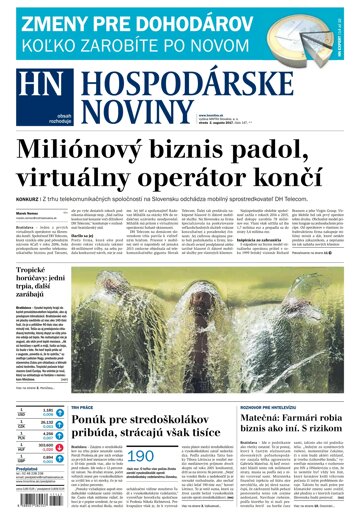 Obálka e-magazínu Hospodárske noviny 02.08.2017