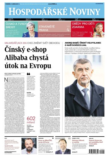 Obálka e-magazínu Hospodářské noviny 004 - 7.1.2019