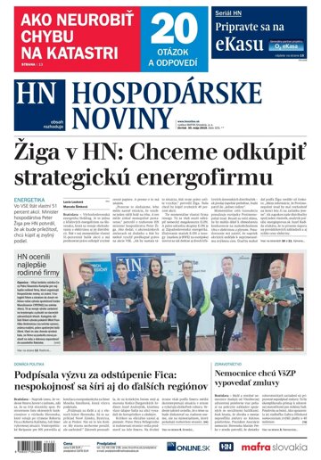 Obálka e-magazínu Hospodárske noviny 30.05.2019
