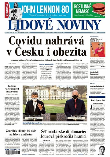 Obálka e-magazínu Lidové noviny 10.10.2020