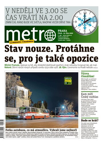 Obálka e-magazínu deník METRO 23.10.2020