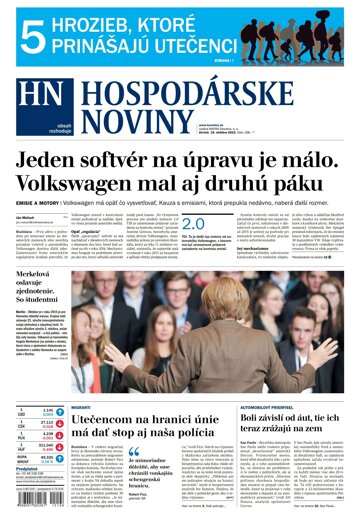 Obálka e-magazínu Hospodárske noviny 15.10.2015