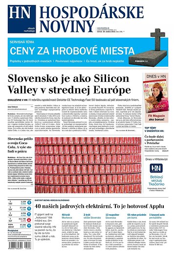 Obálka e-magazínu Hospodárske noviny 29.10.2015