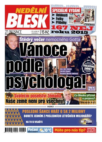 Obálka e-magazínu Nedělní Blesk 27.12.2015