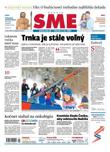 Obálka e-magazínu SME 3.12.2019