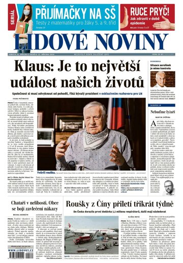 Obálka e-magazínu Lidové noviny 21.3.2020