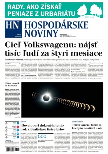 Obálka e-magazínu Hospodárske noviny 23.08.2017