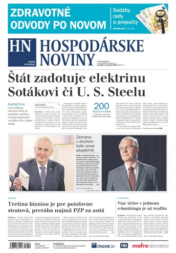 Obálka e-magazínu Hospodárske noviny 15.01.2018