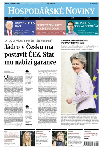 Obálka e-magazínu Hospodářské noviny 127 - 3.7.2019