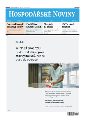 Obálka e-magazínu Hospodářské noviny 215 - 7.11.2022