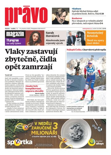 Obálka e-magazínu Deník Právo 13.12.2025