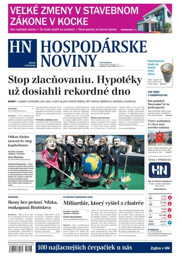 Obálka e-magazínu Hospodárske noviny 08.06.2015