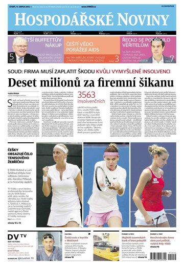 Obálka e-magazínu Hospodářské noviny 154 - 11.8.2015