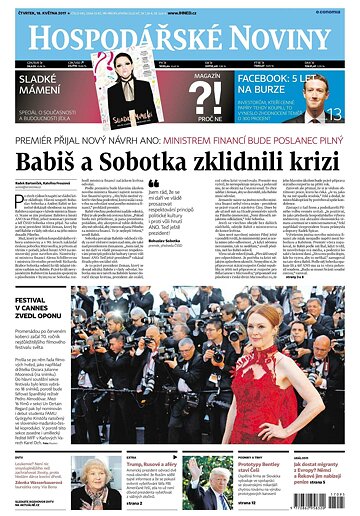 Obálka e-magazínu Hospodářské noviny 095 - 18.5.2017