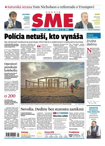 Obálka e-magazínu SME 5.11.2018