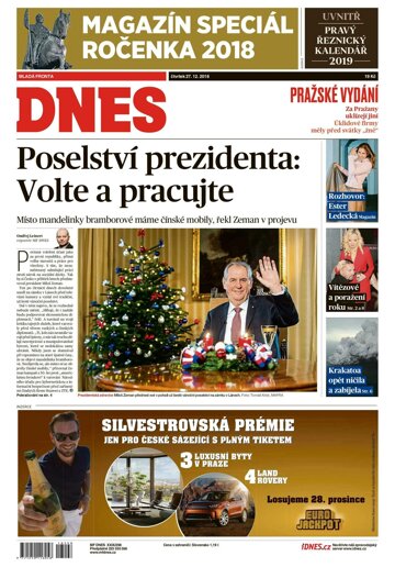 Obálka e-magazínu MF Dnes 27.12.2018