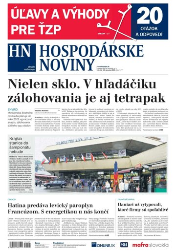 Obálka e-magazínu Hospodárske noviny 10.01.2019