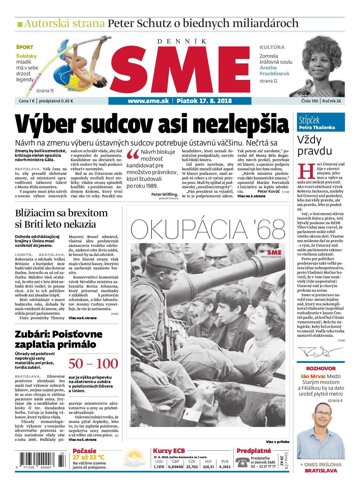 Obálka e-magazínu SME 17.8.2018