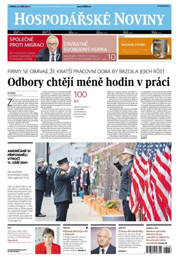 Obálka e-magazínu Hospodářské noviny 176 - 12.9.2018