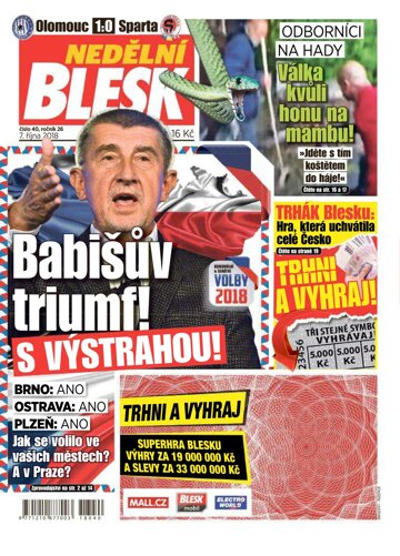 Obálka e-magazínu Nedělní Blesk 7.10.2018