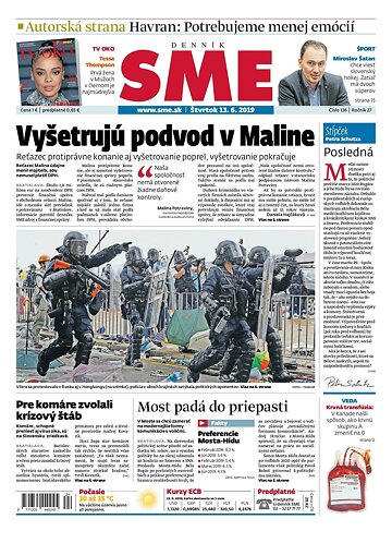Obálka e-magazínu SME 13.6.2019