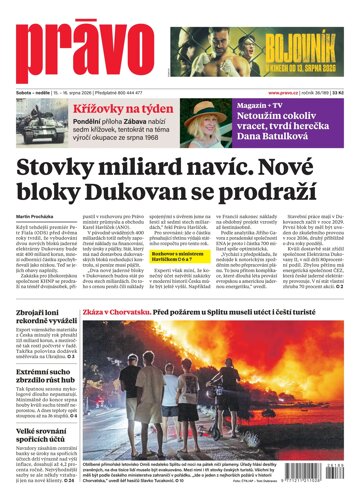 Obálka e-magazínu Deník Právo 15.8.2026