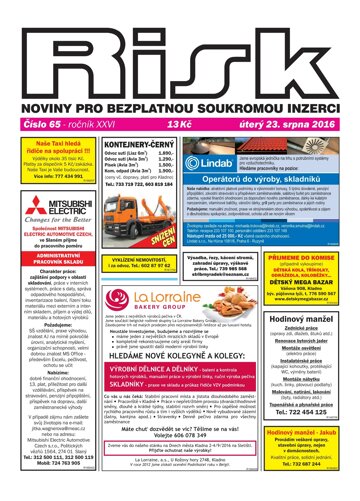 Obálka e-magazínu Risk 65/2016