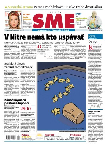 Obálka e-magazínu SME 14.9.2016