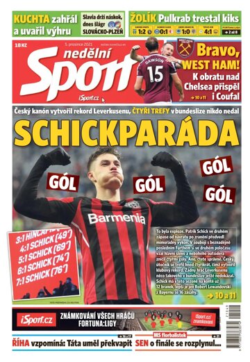 Obálka e-magazínu Nedělní Sport 5.12.2021