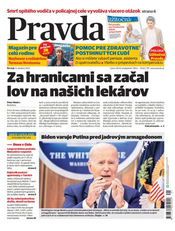 Obálka e-magazínu Pravda 13. 10. 2022