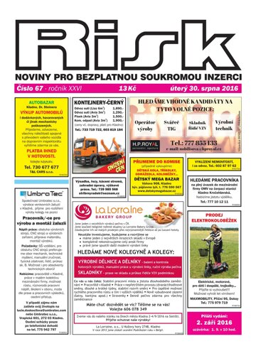 Obálka e-magazínu Risk 67/2016
